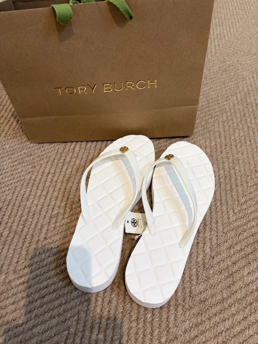 Tory Burch White Willa platform Flip Flops